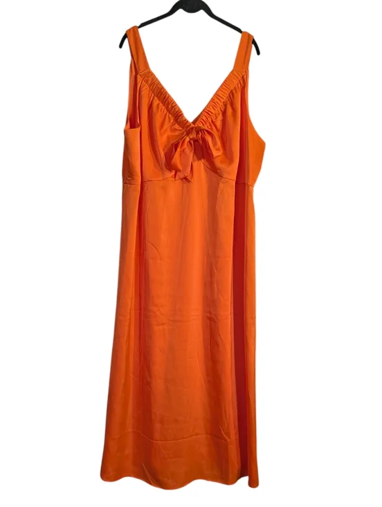 Eloquii Bright Orange Tie-Front Midi Dress | Size 20 | NWT Bold Statement Piece - Picture 2 of 10